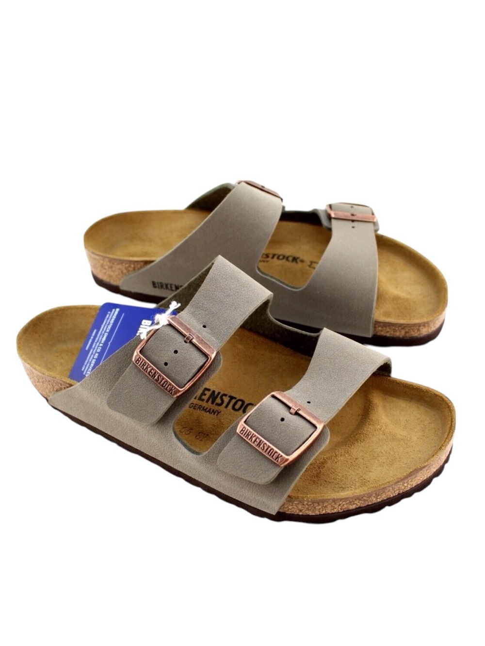 NWT Birkenstock Arizona Birko-Flor Sandals in Stone Size 44 Regular Width